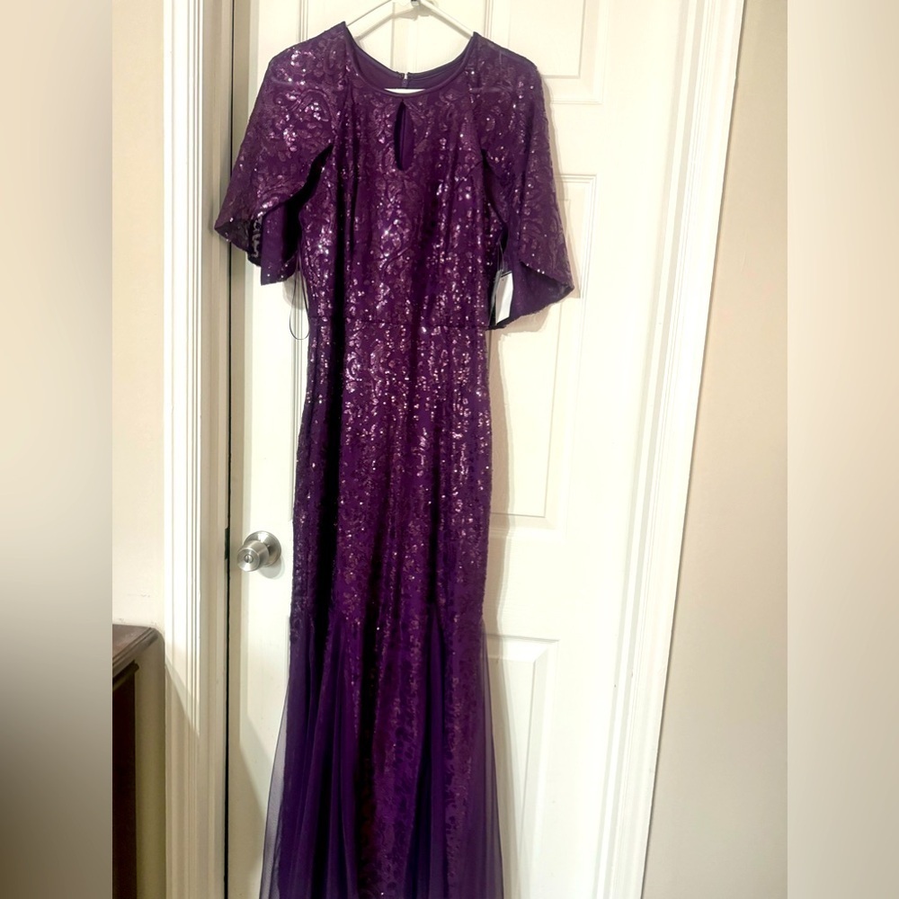 Elegant Purple Sequin Gown Sz 10